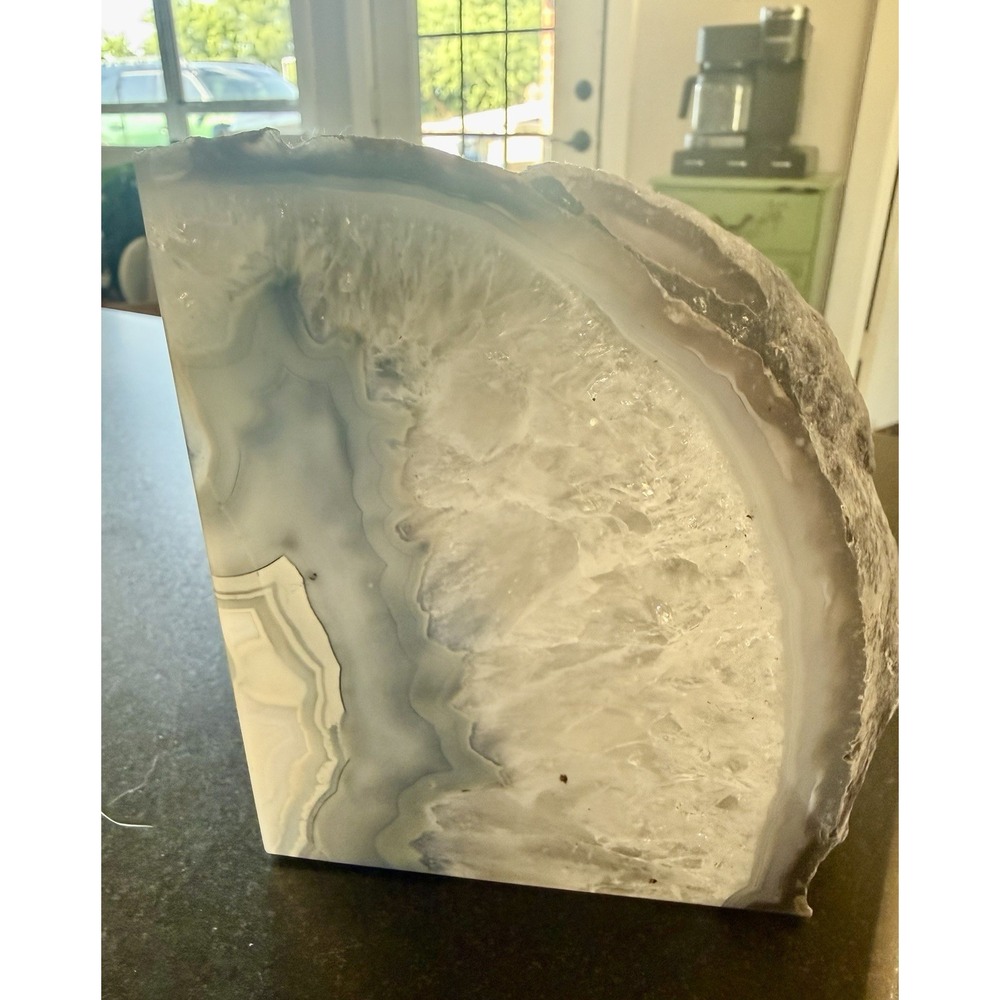 Agate‎ Genuine Stone Blue Bookend from Brazil